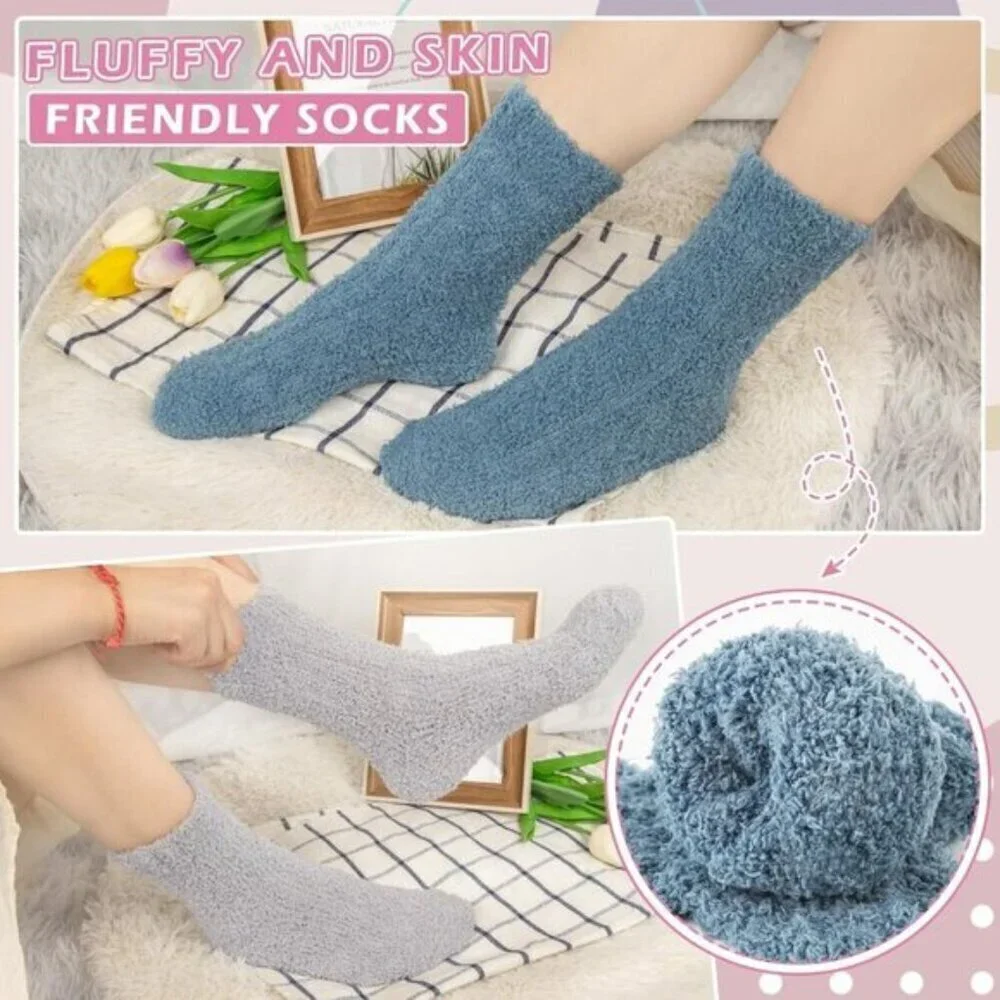 7-Pair Women’s Winter Fuzzy Socks Cozy Fluffy Warm Christmas Gift Set